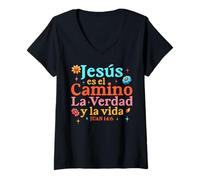 Femme Jésus est le chemin de la vérité et de la vie Jean 14:6 Christian T-Shirt avec Col en V