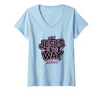 Femme Jésus Est Le Chemin John 14:6 Graffiti Chrétien T-Shirt avec Col en V