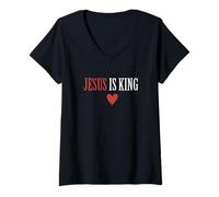 Femme Jésus est Le Roi des Rois, Seigneur des Seigneurs, Apocalypse 19, 16 T-Shirt avec Col en V