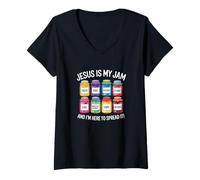 Femme Jésus est ma Confiture et Je suis là pour la Diffuser en Tant Que chrétien T-Shirt avec Col en V