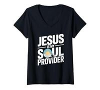 Femme Jésus est mon fournisseur d'âme T-Shirt avec Col en V