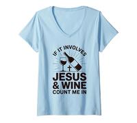 Femme Jésus et Le vin comptent sur Moi dans Cute Christian T-Shirt avec Col en V