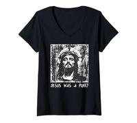 Femme Jésus était Un Punk!, Jésus, Punk Rock T-Shirt avec Col en V