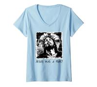 Femme Jésus était Un Punk!, Jésus, Punk Rock T-Shirt avec Col en V