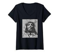 Femme Jésus était Un Punk!, Jésus, Punk Rock T-Shirt avec Col en V