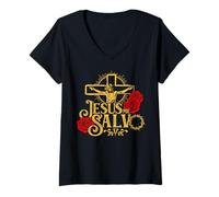 Femme Jesus God Lover Jesus ES El Camino La Verdad Y La Vida T-Shirt avec Col en V