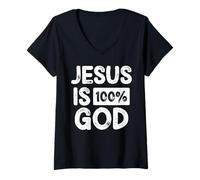 Femme Jesus is 100 Percent God Greater Than Highs and Lows T-Shirt avec Col en V