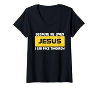Femme Jesus is Alive Resurrection Hope Christian Faith T-Shirt avec Col en V