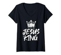 Femme Jesus is King Inspiration Christian Hope Design T-Shirt avec Col en V