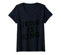 Femme Jesus is King T-Shirt avec Col en V