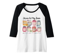 Femme Jesus is My Jam Faith Pray Blessed Hope Love Christian Citation Manche Raglan