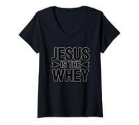 Femme Jesus is The Whey T-Shirt avec Col en V