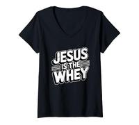 Femme Jesus is The Whey T-Shirt avec Col en V