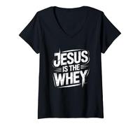 Femme Jesus is The Whey T-Shirt avec Col en V