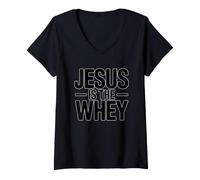 Femme Jesus is The Whey T-Shirt avec Col en V