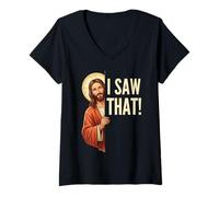 Femme Jésus, J'Ai vu ce drôle de mème chrétien T-Shirt avec Col en V