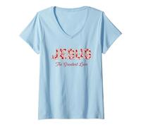 Femme Jésus Le Plus Grand Amour Foi chrétienne Amour inspirant T-Shirt avec Col en V