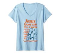 Femme Jésus m'aime La Bible me Dit si Christian Retro T-Shirt avec Col en V