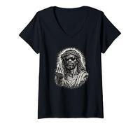 Femme Jésus Noir, Christianisme, Église, Christ, Jésus T-Shirt avec Col en V