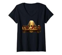 Femme Jésus Noir, Dernière Cène, Jésus T-Shirt avec Col en V