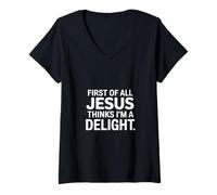 Femme Jésus Pense Que Je suis Un délice en Disant du Sarcasme T-Shirt avec Col en V