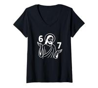 Femme Jésus pesant 67 Jésus-Christ drôle T-Shirt avec Col en V