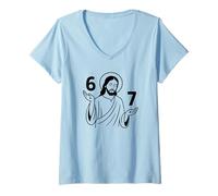 Femme Jésus pesant 67 Jésus-Christ drôle T-Shirt avec Col en V