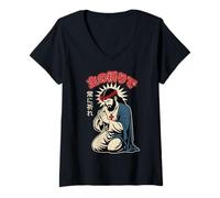 Femme Jesus Prayer Manga Anime Japonais Christian Faith Hommes Femmes T-Shirt avec Col en V