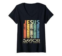 Femme Jésus Sauveur Seigneur des Seigneurs T-Shirt avec Col en V