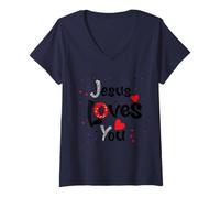 Femme Jésus t'aime, Super héros, ma Chemise Jesus T-Shirt avec Col en V