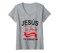 Femme ¡Jesús Te AMA! No endurezcas tú corazón | Catholic Christian T-Shirt avec Col en V