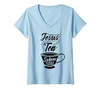 Femme Jesus Tea - Sirotez Votre Foi avec Chaque Tasse T-Shirt avec Col en V