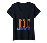 Femme Jésus : Voie, Vérité, Vie. Déclaration de Foi chrétienne T-Shirt avec Col en V