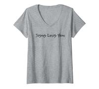 Femme Jésus Vous Aime chrétien Dieu est Amour Foi Simple Espoir T-Shirt avec Col en V