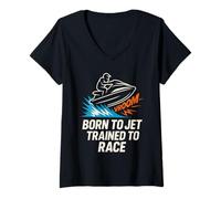 Femme Jet Ski Racer Motomarine PWC Compétition Speed Drift Race T-Shirt avec Col en V