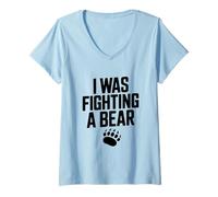 Femme J'étais en Train de Combattre Un Ours, Une Aventure Amusante pour Les Amoureux des Animaux T-Shirt avec Col en V