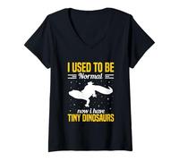 Femme J'étais Normal Avant, Maintenant J'Ai de Petits Dinosaures T-Shirt avec Col en V