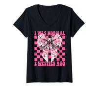 Femme J'étais Normal il y a 2 Ans, Une Chienne West Highland Terrier T-Shirt avec Col en V