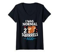 Femme J'étais normal il y a 2 écureuils, dicton amusant T-Shirt avec Col en V