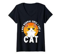 Femme J'étais Normal jusqu'à ce Que j'aie Un Chat T-Shirt avec Col en V