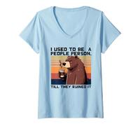 Femme J'étais Une Personne Sociable, mais Les Gens Ont Tout gâché pour Moi T-Shirt avec Col en V