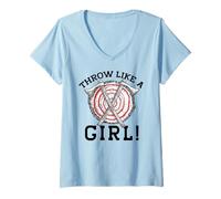 Femme Jeter comme Une Fille ! Lancer la Hache est pour Les Femmes Fun Meme T-Shirt avec Col en V