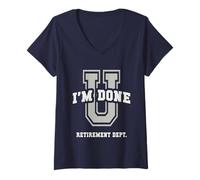 Femme Jeu Amusant Retired University Retirement Graduate Alumni Game on T-Shirt avec Col en V