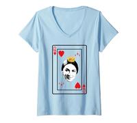 Femme Jeu de Cartes AOC Reine des Coeurs Démocrates Progressistes T-Shirt avec Col en V