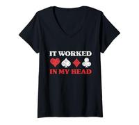Femme Jeu de cartes Casino Gambler It Worked Blackjack T-Shirt avec Col en V