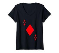 Femme Jeu de Cartes Costume Carreaux As Carte Cadeau Drôle T-Shirt avec Col en V