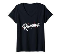Femme Jeu de cartes Rummy T-Shirt avec Col en V