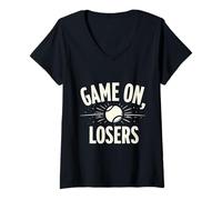 Femme Jeu de Citation de Tennis Amusant sur Les perdants T-Shirt avec Col en V