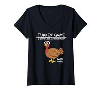 Femme Jeu de Dinde Don't Look at The Turkey Funny Turkey T-Shirt avec Col en V