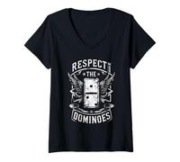 Femme Jeu De Dominos Respect The Dominoes T-Shirt avec Col en V